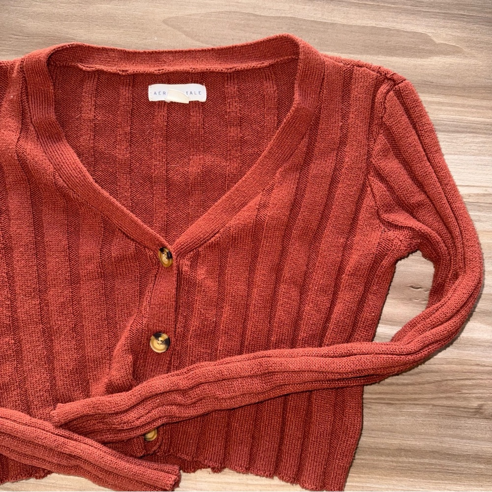 Aeropostale Rust Ribbed Cardigan - Picture 2 of 2